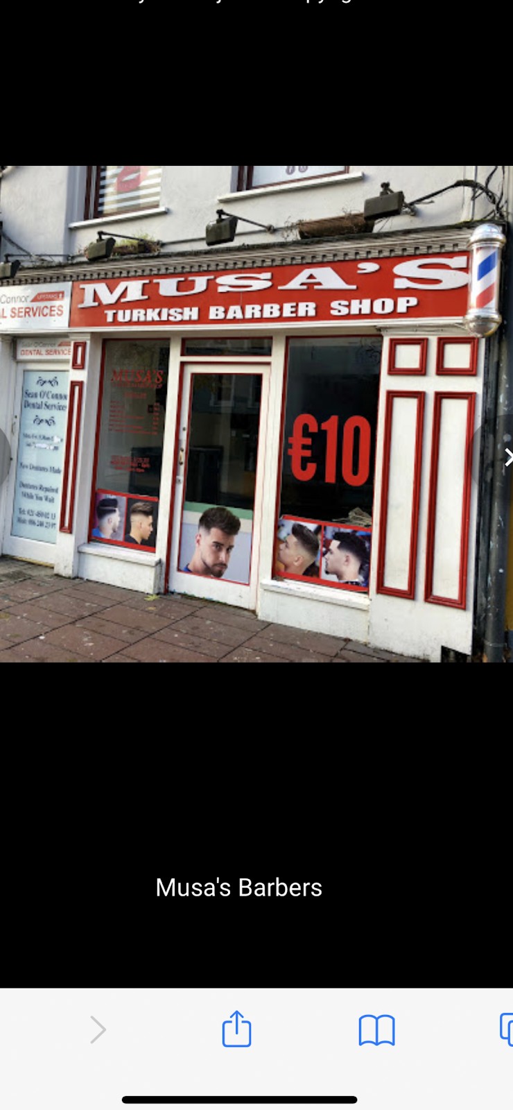 The Musa’s Barbers shopfront at 93 Grand Parade, Cork